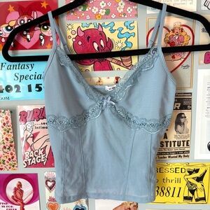 Garage Light Blue Lace Trim Cami Tank Top